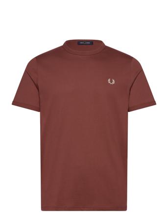 Ringer T-Shirt Tops T-Kortærmet Skjorte Brown Fred Perry