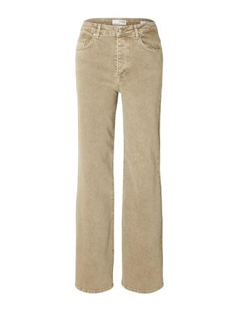 Slfalice-Cora Hw Latte Denim Wide Jeans Beige Selected Femme