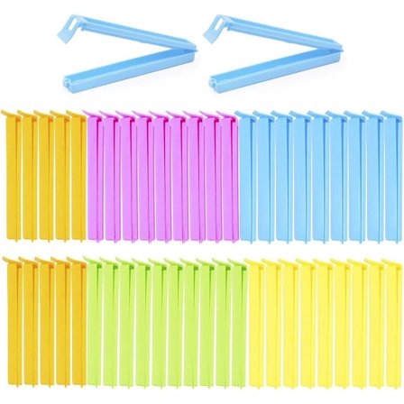 50 plastmatförseglingsklämmor, stora 11 cm - matpåsklämmor, förseglingsklämmor för frys, kök - starka Prat