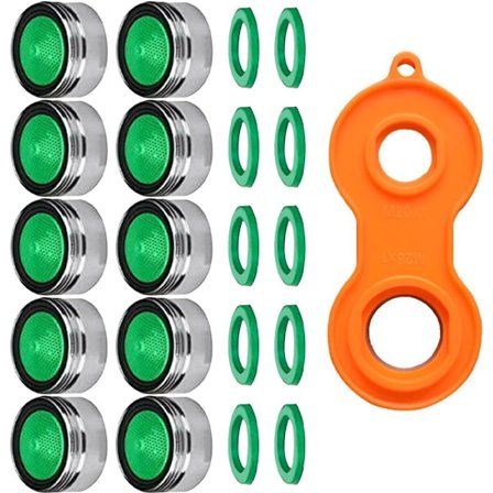 ING 10x M22 invändig gänga + M24 utvändig gänga kranluftare - stänksäker munstycke - kran spraymunstycke - inkluderar 10 gummitätningar och 1 nyckel