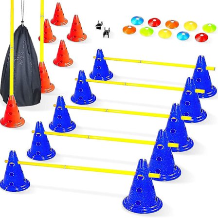 Koordinasjonshindre - Pinner + Kjegler + Tilbehørsett - Barnemotorikkbane, Fotballtrening Hundedressur - Sportsutstyr Skala Rythme Foo