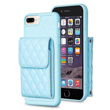 Bf22-stil för Iphone 6 Plus / 6s Plus / 7 Plus / 8 Plus Kickstand Läder+tpu- case Korthållare Cover