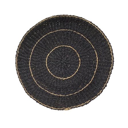 Vægdekoration med søgræs, sort/natur, 61x61x7 cm