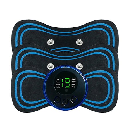 Mikroström EMS Mini Massageapparat, Lymfdränerande Massageplatta för Kroppen (med 3 Plåster).