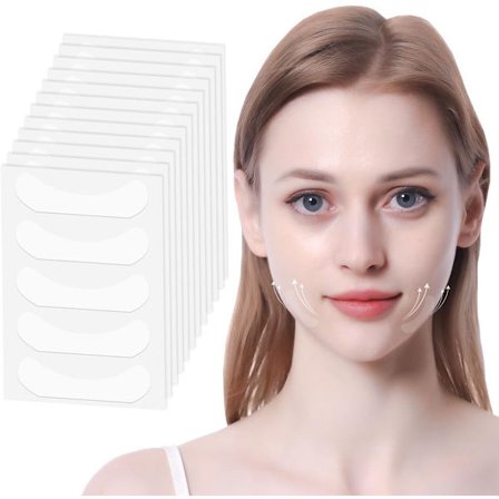 Ansigtsløftningstape, 60 stk. ansigtsløftningsklistermærker, ultratynd usynlig ansigtstape, kan øjeblikkeligt løfte ansigtet, skjule ansigts- og 