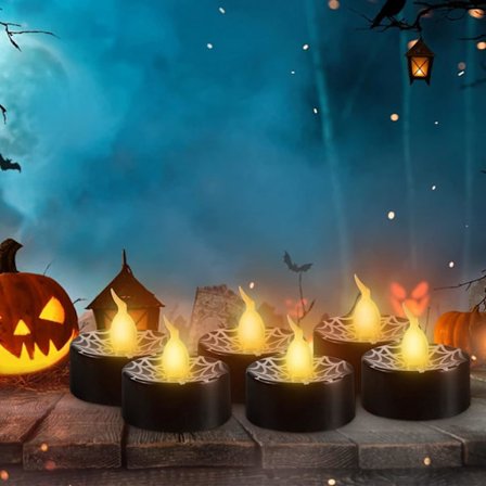 12 Halloween-ljus, Batteridrivna Flammlösa LED-ljus,