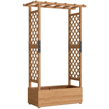 Højbed med espalier og tag, 110x44x181 cm træ