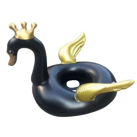 Svart svan simring uppblåsbar pool flyta med säte