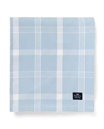 Lexington Oxford-Tischdecke aus recycelter Baumwolle mit Karomuster, Himmelblau/Weiß