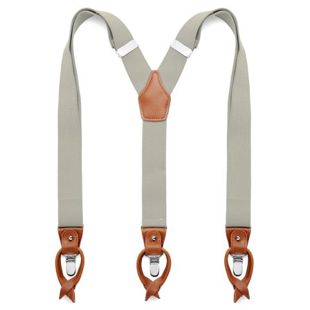 Szerokie jasnoszare przemienne szelki dla mężczyzn - Szelki na guziki