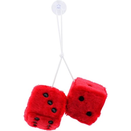 (Röd)Päls Tärning att Hänga för Bil Inredning Dekoration, Inre Vägg, Kylskåp Yta, Flera Färger att Välja Mellan Polka Dot Mönster