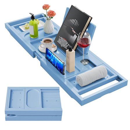 Premium Badekarbrett i Bambus – Uttrekkbart Badekarbrett – Justerbart Badekarbrett, Passer de fleste badekarstørrelser