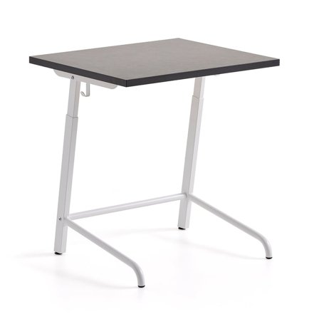 School desk AXIOM, sound absorbing linoleum, white/dark grey