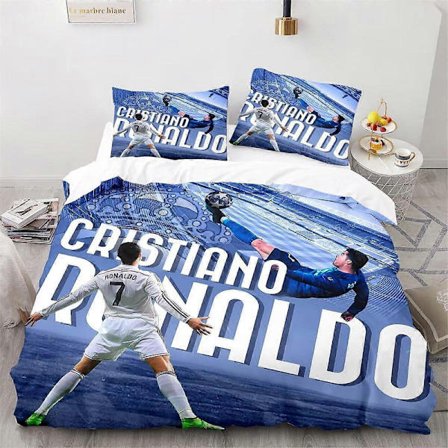 Sängkläder set XU471 Fotboll CR7 Påslakan, Ronaldo Mikrofiber Sängkläder Set 3 delar Barn Täcke Örngott Set Flera storlekar att välja mellan PW471