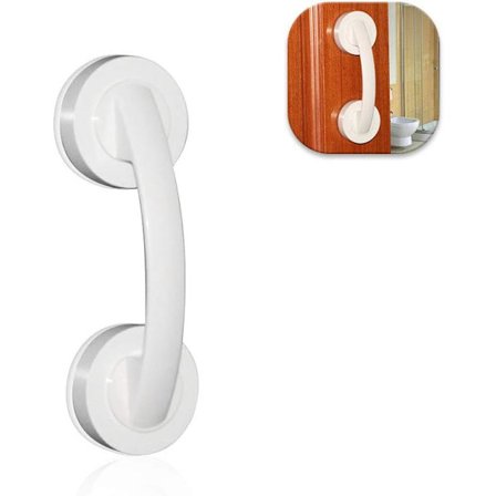 Sugekopp Dørhåndtak Baderom Anti-Skli Sugehåndtak, Bærbart Mobilitetshåndtak med Supersterk Sugekopp for Dusjrom Vinduer (Hvit)