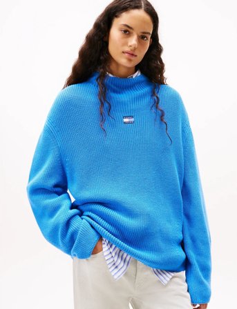 Tommy Jeans Tjw Mockneck Badge Sweater - Blue - XS