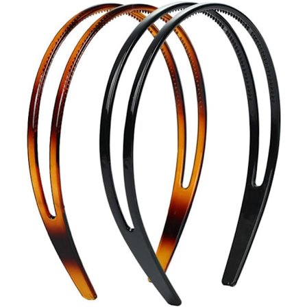 Kova Muovinen Hiuspanta Kaksoisnapilla Varustettu Hiuspanta, jossa on Merkkejä, Korkealaatuinen Hiuspanta Naisille - 2 kpl Kilpikonna Musta