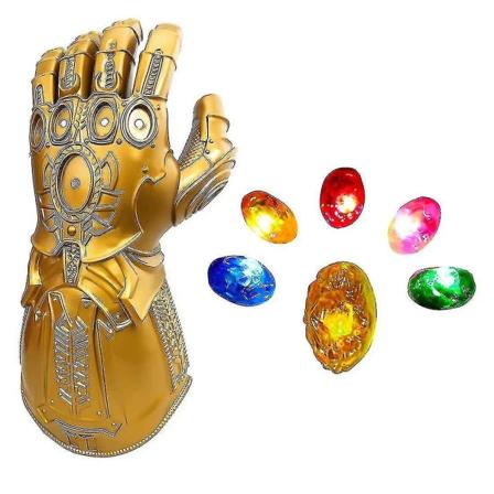 Led-valot Thanos Infinity Gauntlet elektroniselle nyrkille PVC-hanskat paristoilla