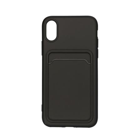 Iphone X/xs Silikonskal Med Korthållare - Svart Svart