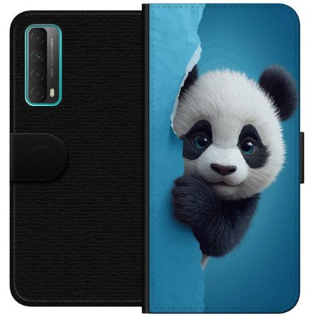 Yhteensopiva Lompakkokotelo Huawei Huawei P smart 2021 Söpö panda, joka kurkistaa paperin läpi pehmeässä 3D-kuvituksessa
