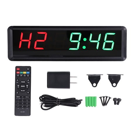 Gym Timer Klokke Fjernkontroll 1,8 tommer LED Nedtelling 100‐240V for treningsøkter US Plug