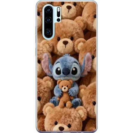 Kompatibelt Mobildeksel til Huawei P30 Pro Stitch omgitt av brune teddybjørner med en liten teddybjørn i fanget i en søt og koselig kawaii-design