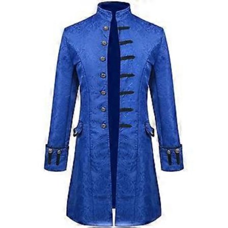 Herre Jakke Middelalder Steampunk Vintage Frakke Gotisk Viktoriansk Overfrakke Karneval Cosplay Kostume _a(S Blå)