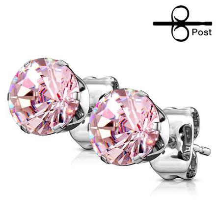 1 korvakorupari 316L kirurgista terästä, joissa kynsineuurte 4 mm CZ 5 Rosa