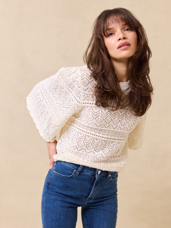 MATCH - May topp - Jean Paul Femme - Str. M - Dame - Gensere & Cardigans - Hvit - 100% bomull
