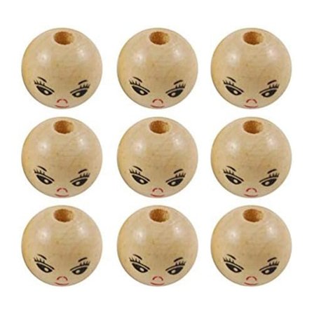 Malede Træperler, Ansigtsafstandsperler, Runde Træperler, Velegnet til Armbånd, Halskæder, 100 stk., 18 mm