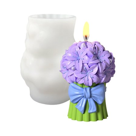 Silikoneform med blomster, tulipan lilje cylinder lysfremstillingssæt til DIY harpikshåndværksartikler, hjemmeindretnings sæbeforme (lilla)