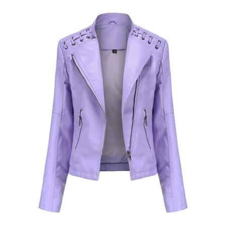 Damer Pu-läder Lapel Neck Blazers Långärmad Spetsjacka