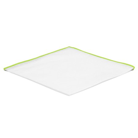 Biała poszetka z limonkowymi krawędziami dla mężczyzn - Jednokolorowe poszetki