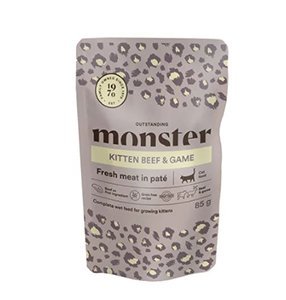 Monster Cat Pouches Kitten Beef/Game, 8x85g