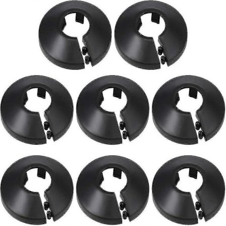 16mm Rørskjold Dekoration Pp Radiator Roset Vandrør Vægbeskyttelse Sort 8 stk