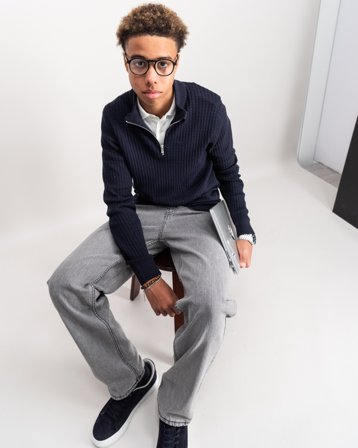 Jack & Jones JPRBLUBARKLEY KNIT HALF ZIP JNR Blå Hoodies/Hættetrøjer Dreng - Kids Brand Store