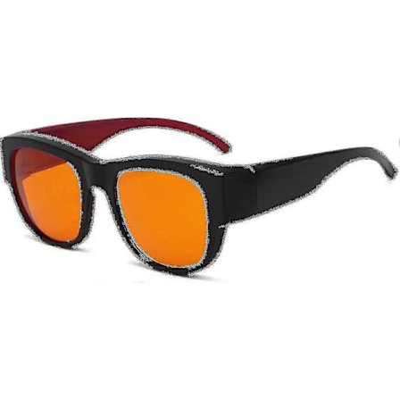 Anti-blålysblokkerende databriller, stor passform over lesebriller og briller med ekstra gult glass for bedre søvn, svart rød -gt 1