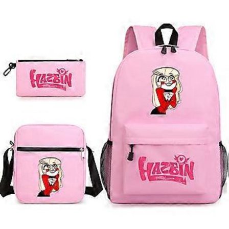 Hazbin Hotel Skolesekk Ryggsekk Penal Skulderveske Tredelt Sett _26