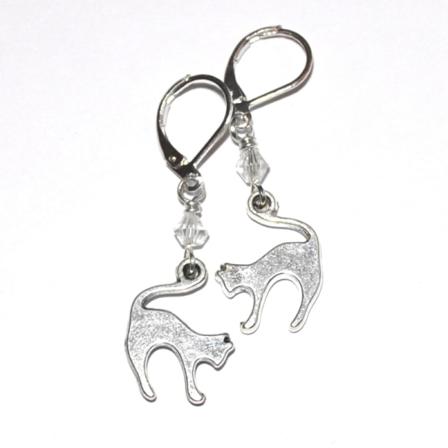 Örhängen Nickelfria Silver Katt Cat Kristall Crystal Brisyr Silver