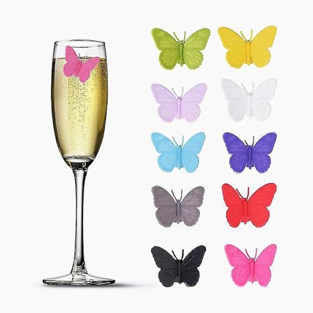 6 st/set Kreativa söta vinglas charm sugkopp fjäril dekorativa vinglas markör vinglas tagg bar tillbehör dekor