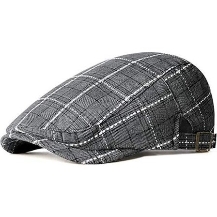 Flat Caps for menn - Newsboy Caps, justerbare bomullshetter hatter for menn Checker Vintage Basker Jakt Duckbill Hatt 2024 Ny Blå