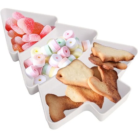 Julgransformade Tallrikar Plast Julgransbricka Snacks Appetitbricka Plast Serveringsbricka 3 Fack Mu