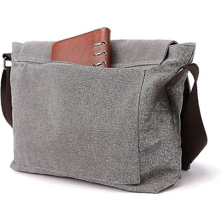 Mænds Skuldertaske, enkel Canvas Messenger Taske Mænd Satchel. (sort)