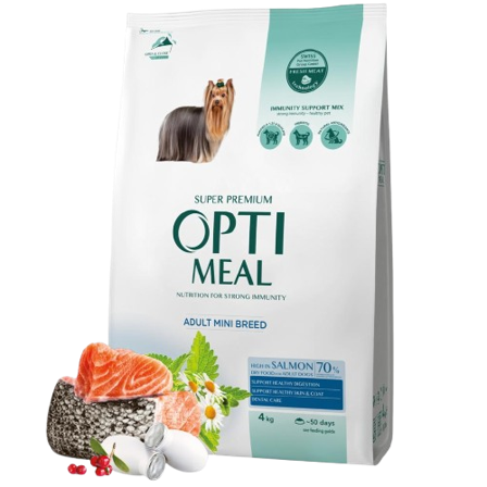 Optimeal - Complete dry pet food for adult dogs of miniature breeds high in salmon, 1,5 kg - Hund - Hundefôr & hundemat - Tørrfôr for hund - ZOO.no