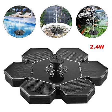 2,4w solfontänpump för fågelbad med ledbelysning Solpanelsats Vattenpump Inbyggt litiumbatteri Bärbar Dykning Oberoende vattenpumpar F