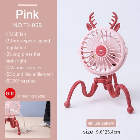 Barnvagnsfläkt Octopus Shape Tripod Clip Fläkt A18