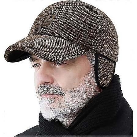 Vinterhue til Mænd Udendørs, Justerbar Varmt Sport Golf Baseball Cap Hatte Dad Caps Øreklapper Tykkelse 55-60cm (FMY)
