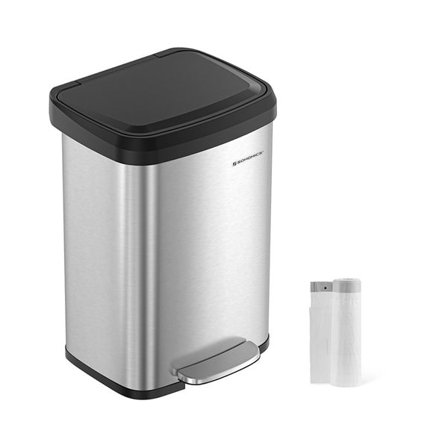 Pedalspand i stål med kulfilter og soft close-låg - 50 liter