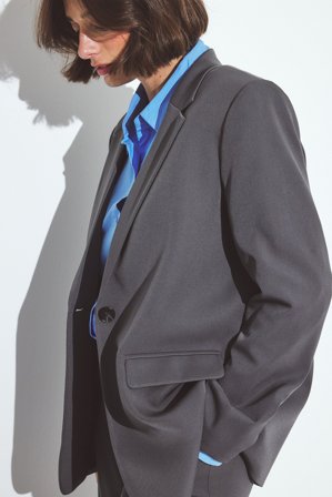 NA-KD - Rett blazer - Figursydd blazer - Grå - EU 34