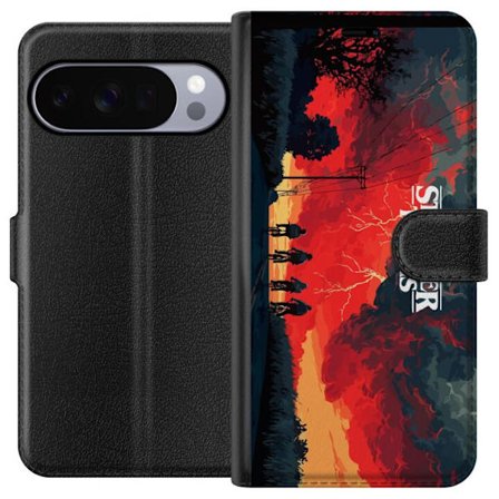 Kompatibelt Lommeboketui til Google Google Pixel 10 Pro Stranger Things plakatstil med syklende venner, dramatisk himmel og sterkt kontrast, klassisk